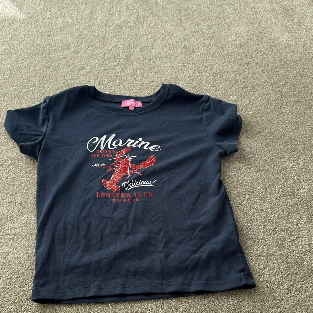 Edikted Navy Blue Lobster Graphic Tee